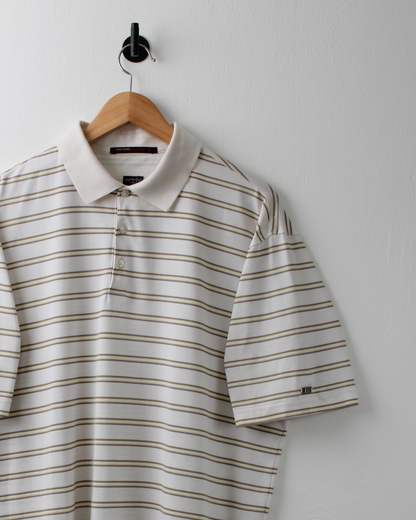00s Nike Tiger Woods White & Yellow Striped Polo (L)