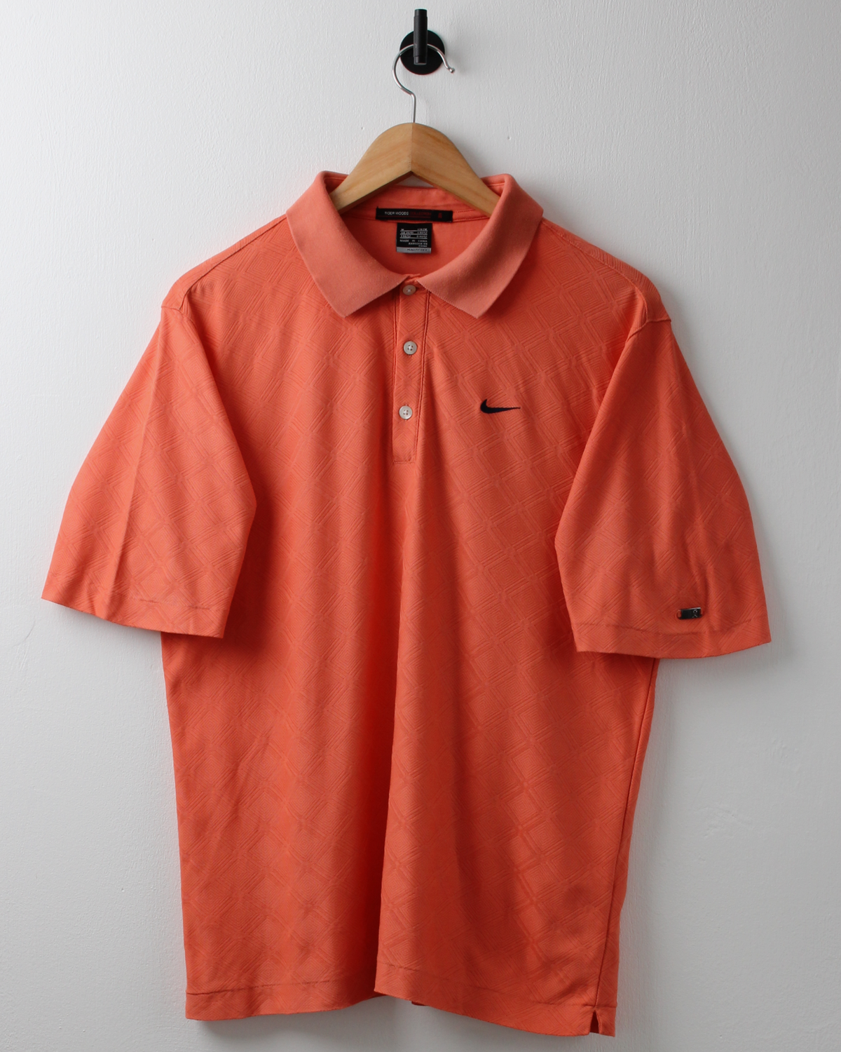00s Nike Tiger Woods Peach Diamond Pattern Polo (S)