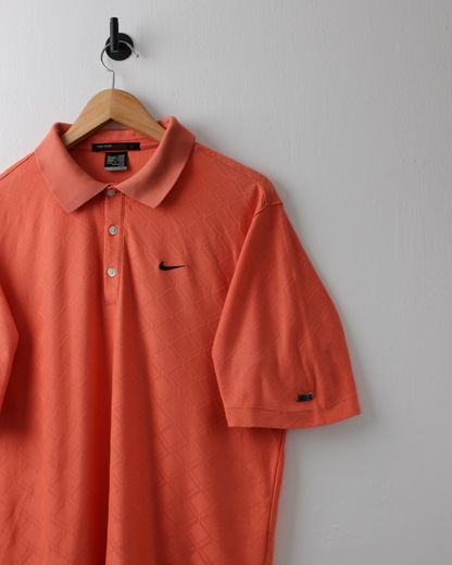 00s Nike Tiger Woods Peach Diamond Pattern Polo (S)