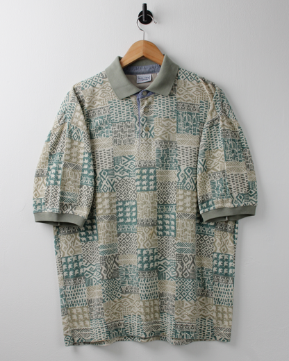 90s Bugle Boy Green Abstract Polo (M)