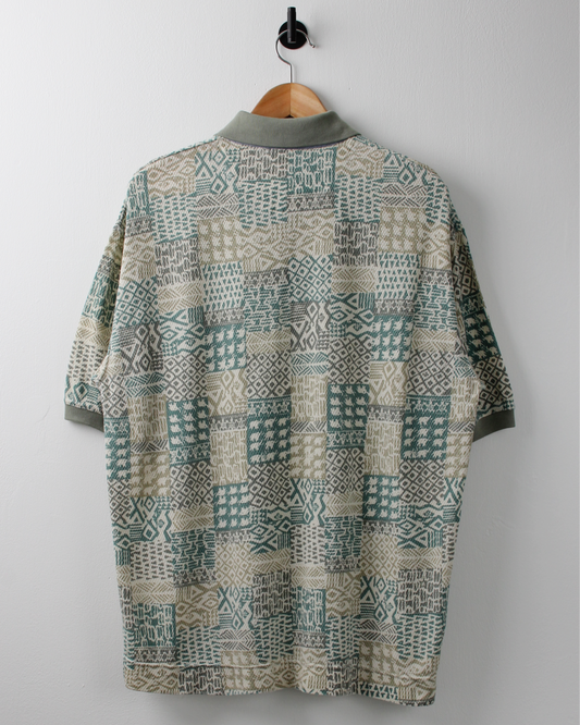 90s Bugle Boy Green Abstract Polo (M)