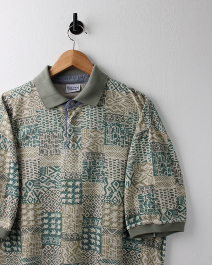 90s Bugle Boy Green Abstract Polo (M)
