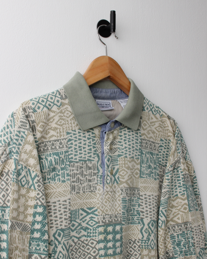 90s Bugle Boy Green Abstract Polo (M)
