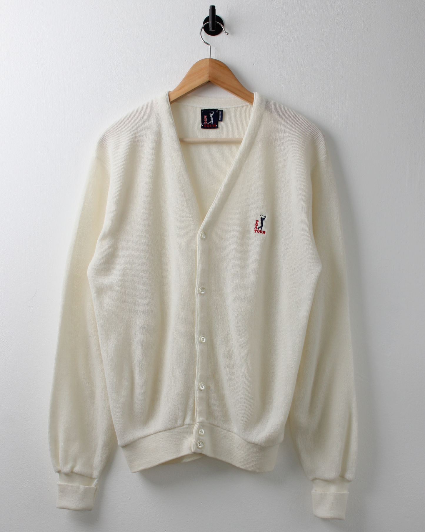 80s PGA Tour Off White Wool Cardigan Knit (M)