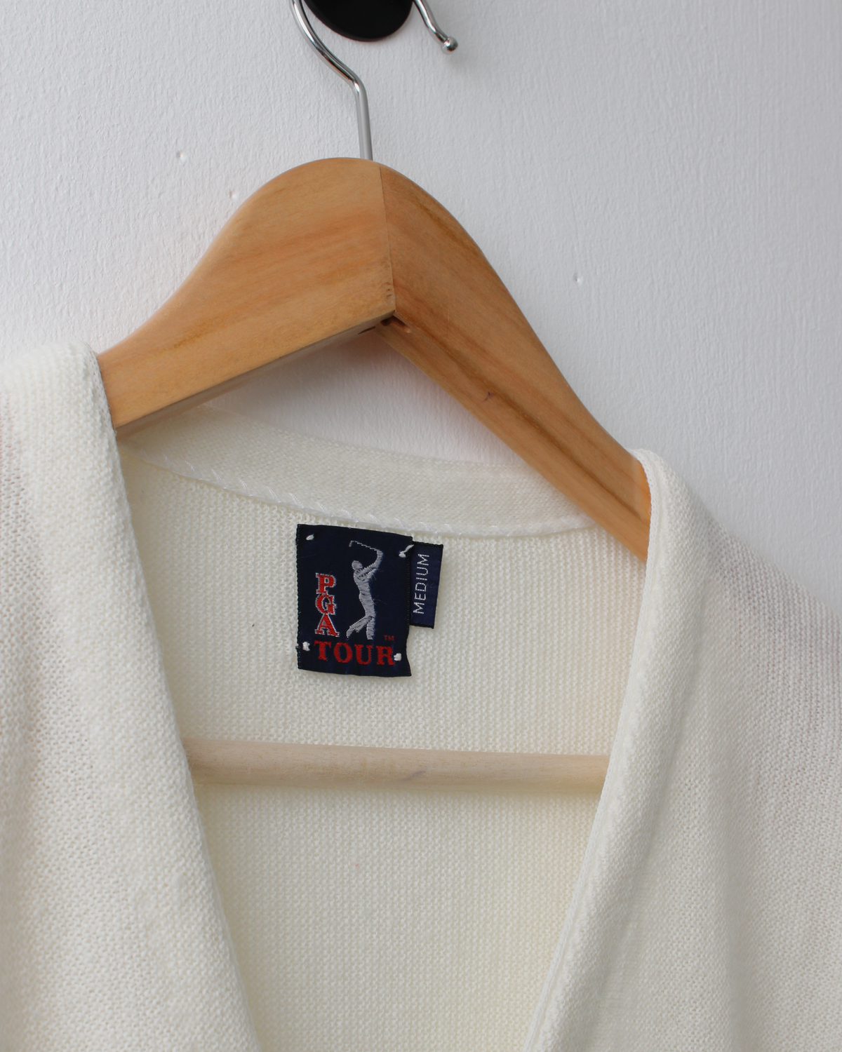80s PGA Tour Off White Wool Cardigan Knit (M)