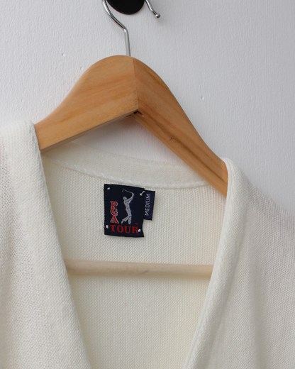 80s PGA Tour Off White Wool Cardigan Knit (M)