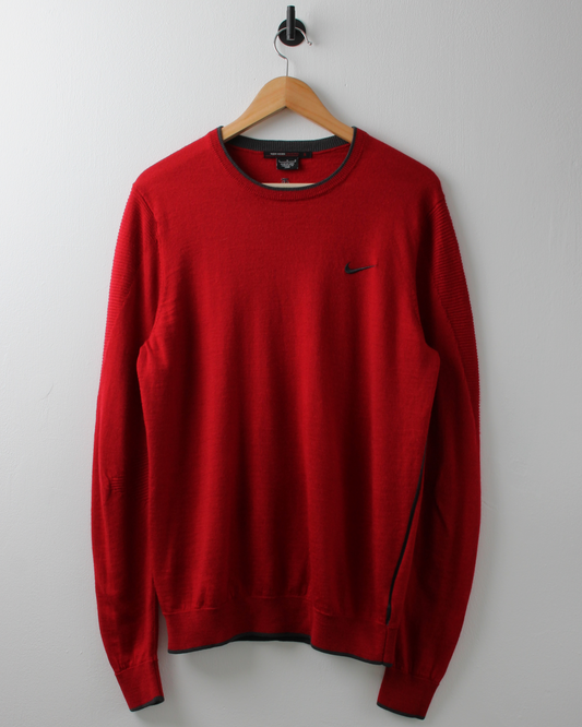 00s Nike Tiger Woods Red Merino Wool Jumper (L)