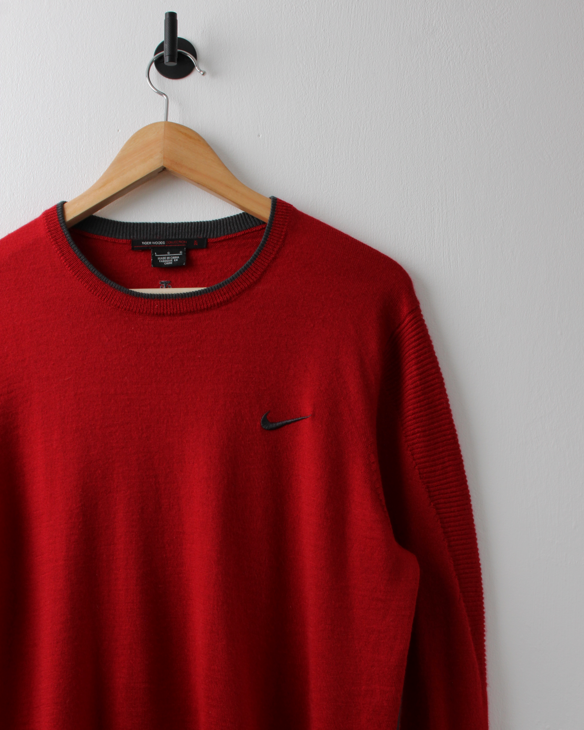 00s Nike Tiger Woods Red Merino Wool Jumper (L)