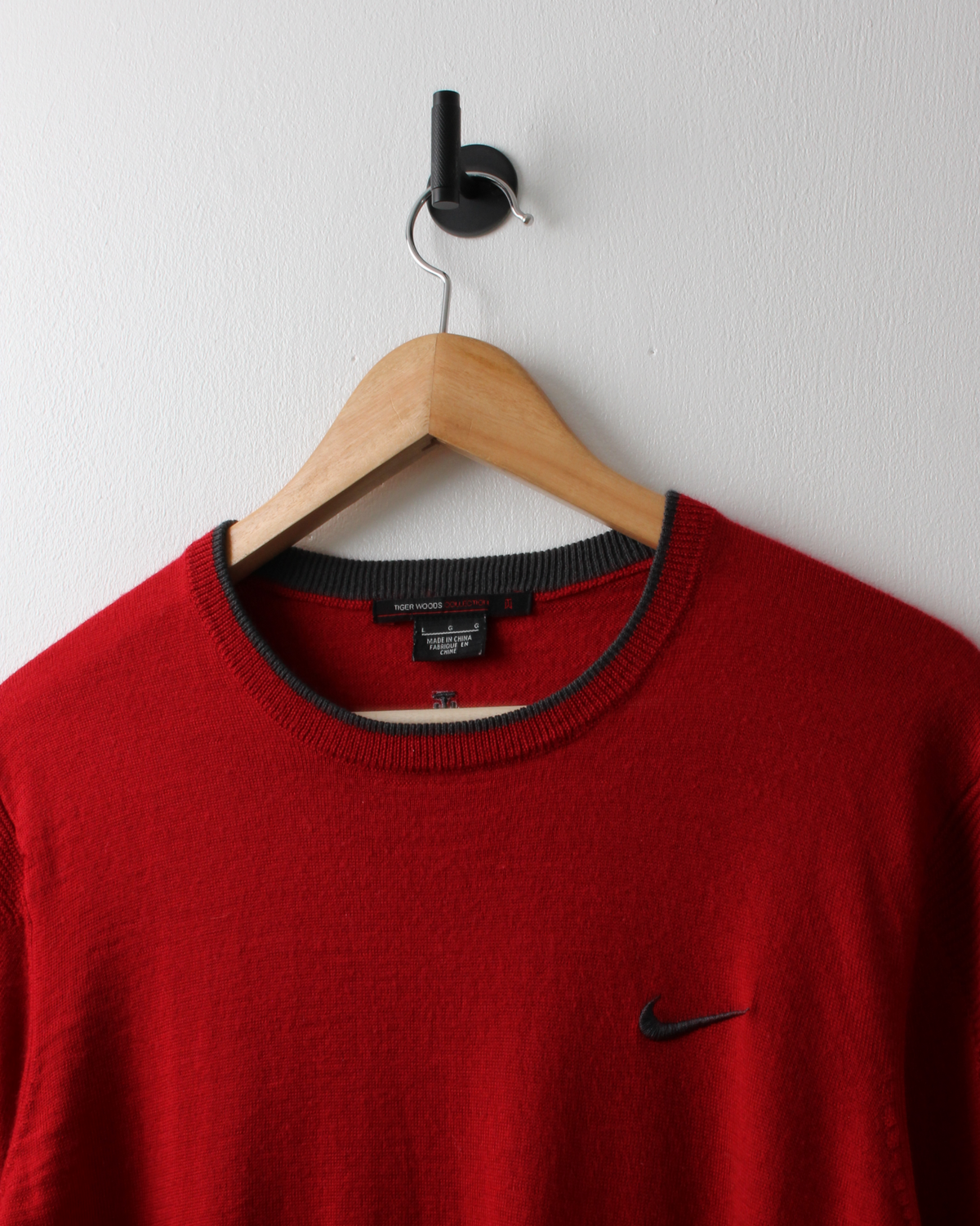00s Nike Tiger Woods Red Merino Wool Jumper (L)