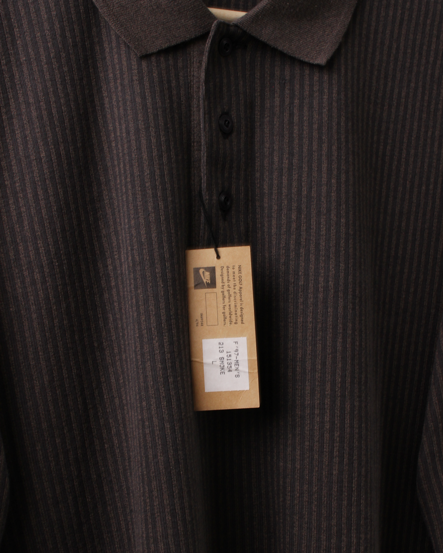 90s Nike Charcoal Pinstripe Polo with Tags (XL)