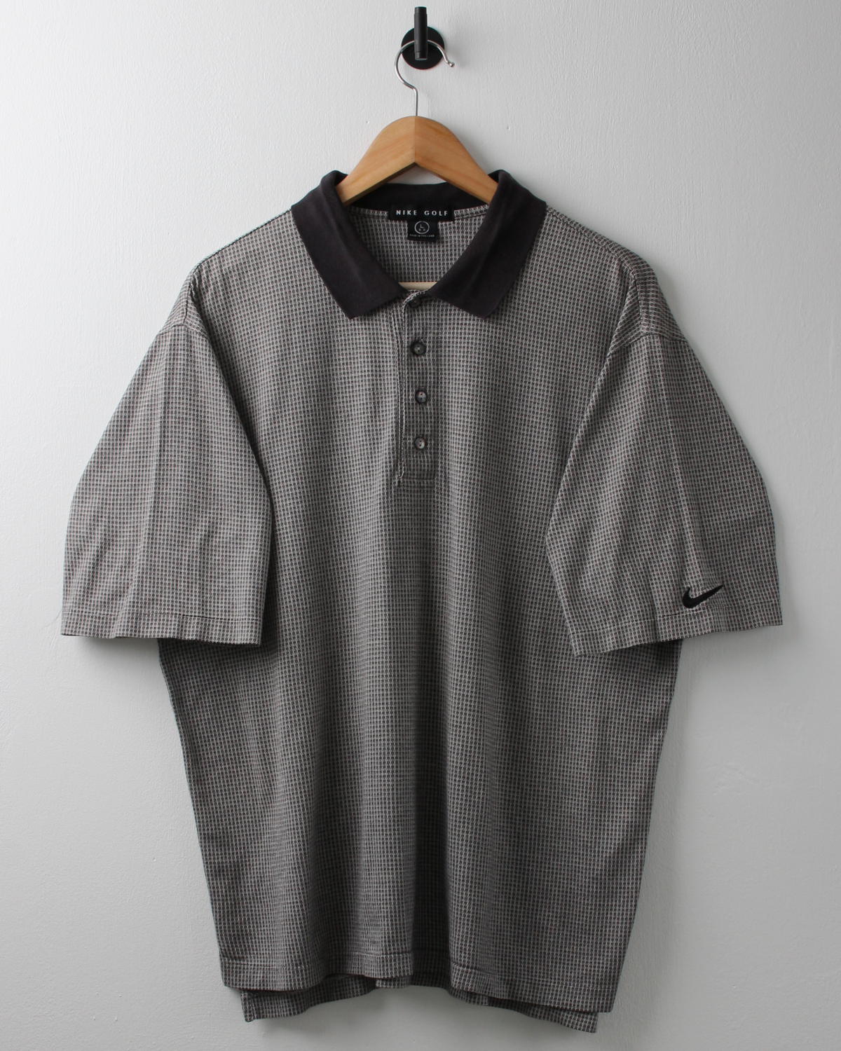 90s Nike Black & White Geometric Polo (L)