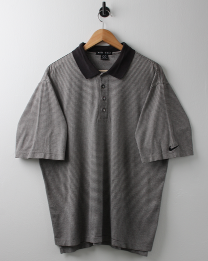 90s Nike Black & White Geometric Polo (L)