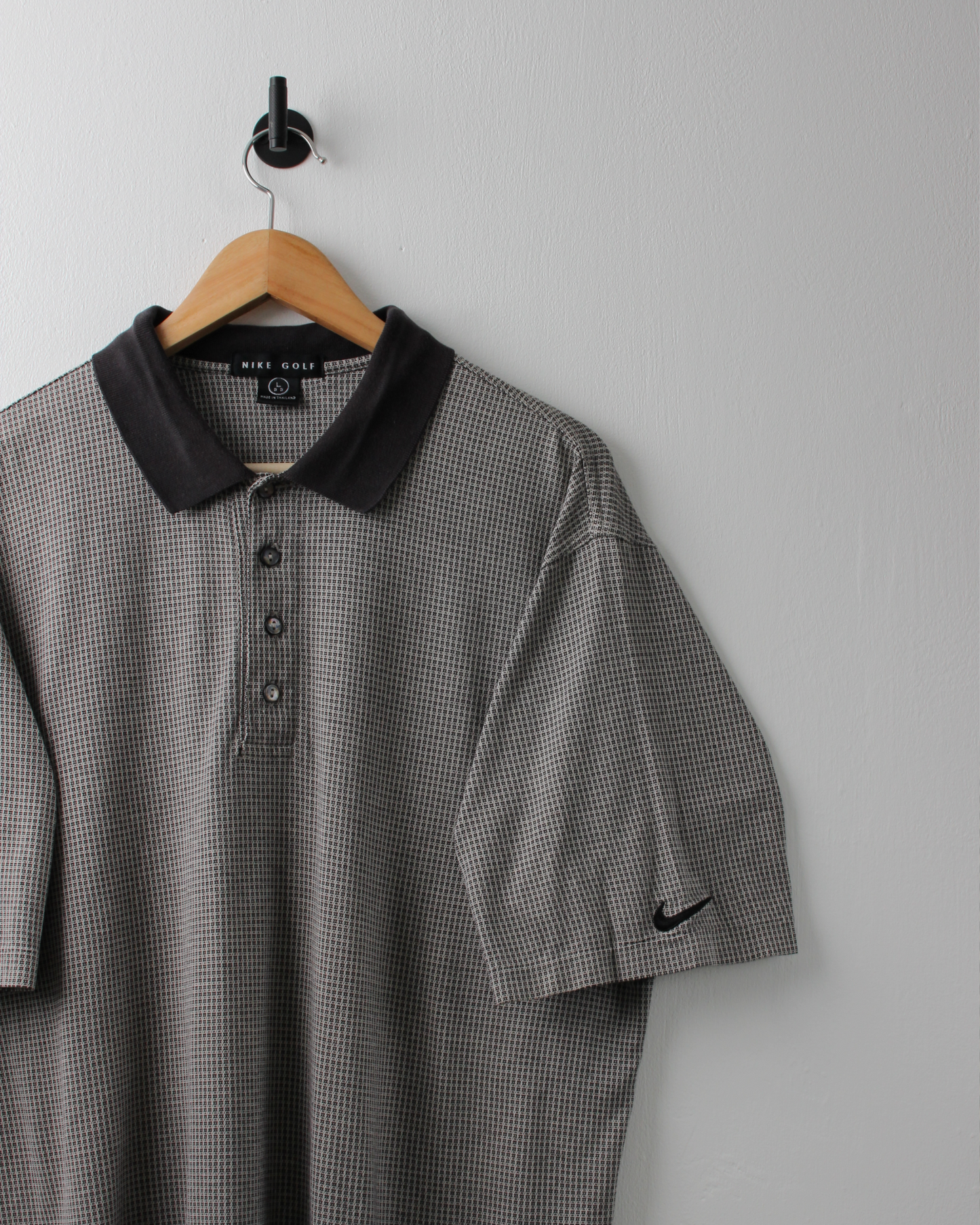 90s Nike Black & White Geometric Polo (L)