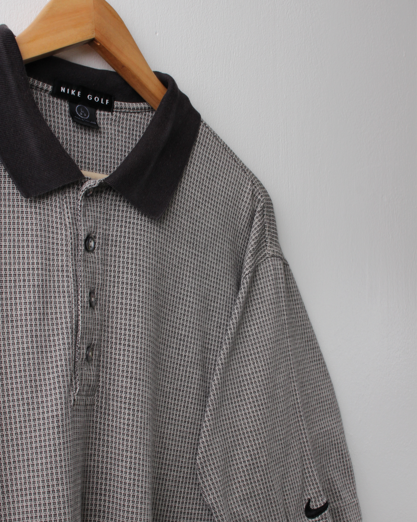 90s Nike Black & White Geometric Polo (L)