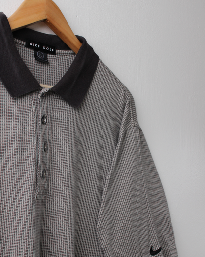 90s Nike Black & White Geometric Polo (L)