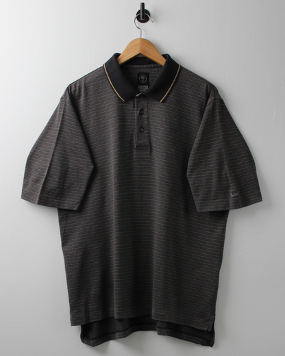 90s Nike Dark Grey & Yellow Geometric Polo (L)