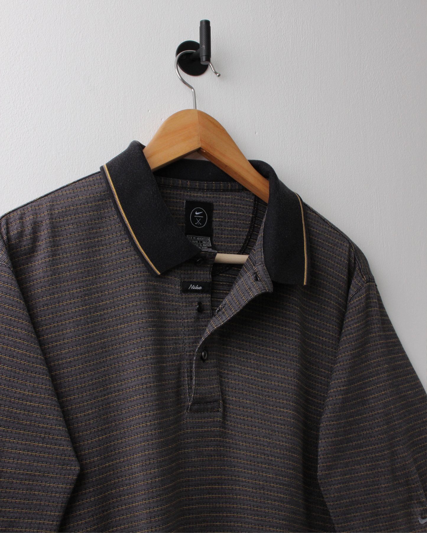 90s Nike Dark Grey & Yellow Geometric Polo (L)