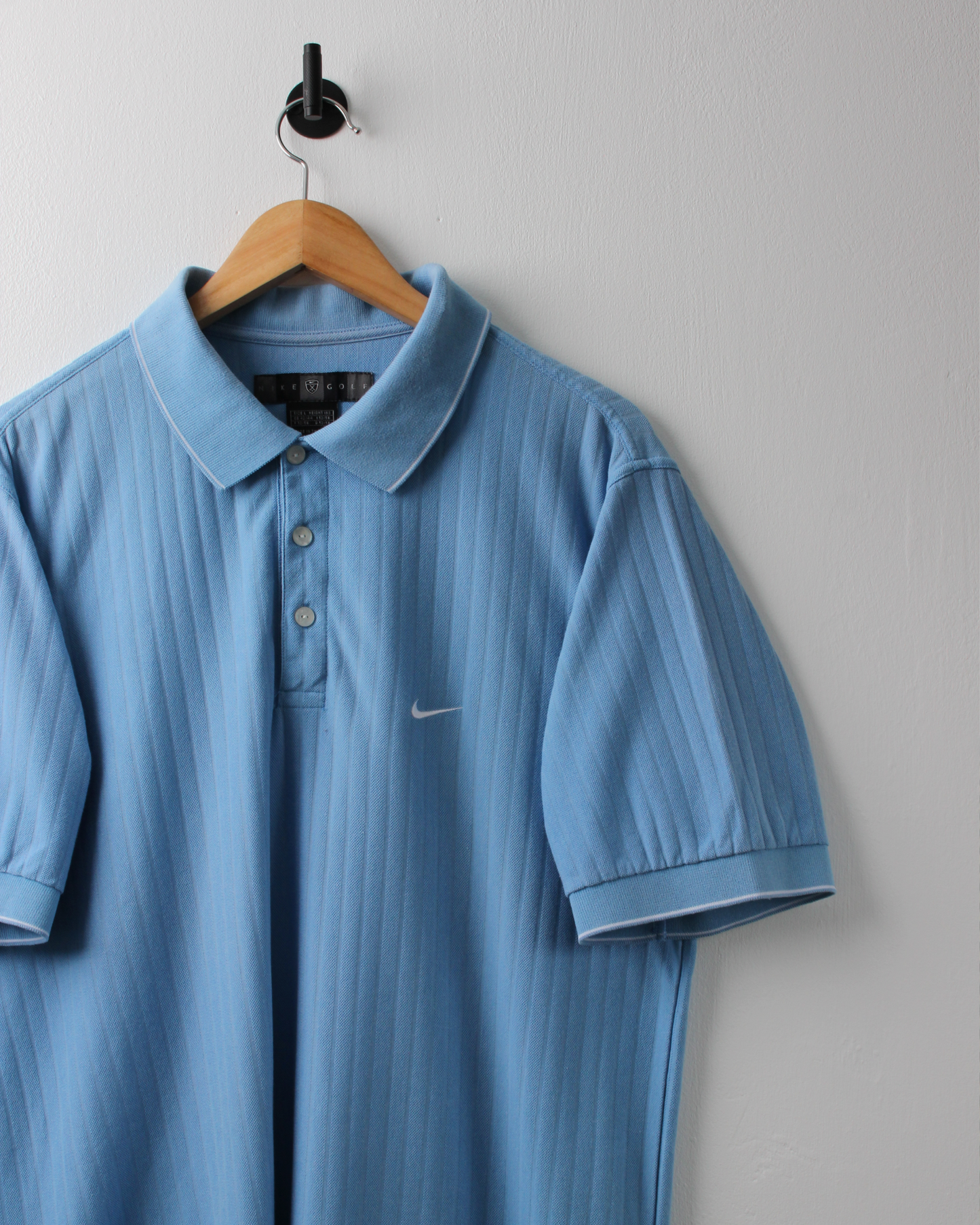 00s Nike Light Blue Textured Polo (L)