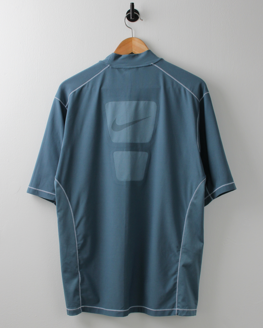 00s Nike Blue Panelled Dri-Fit Mock Neck (L)