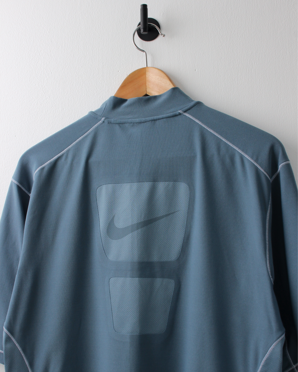 00s Nike Blue Panelled Dri-Fit Mock Neck (L)
