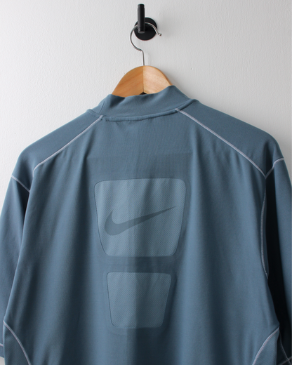 00s Nike Blue Panelled Dri-Fit Mock Neck (L)