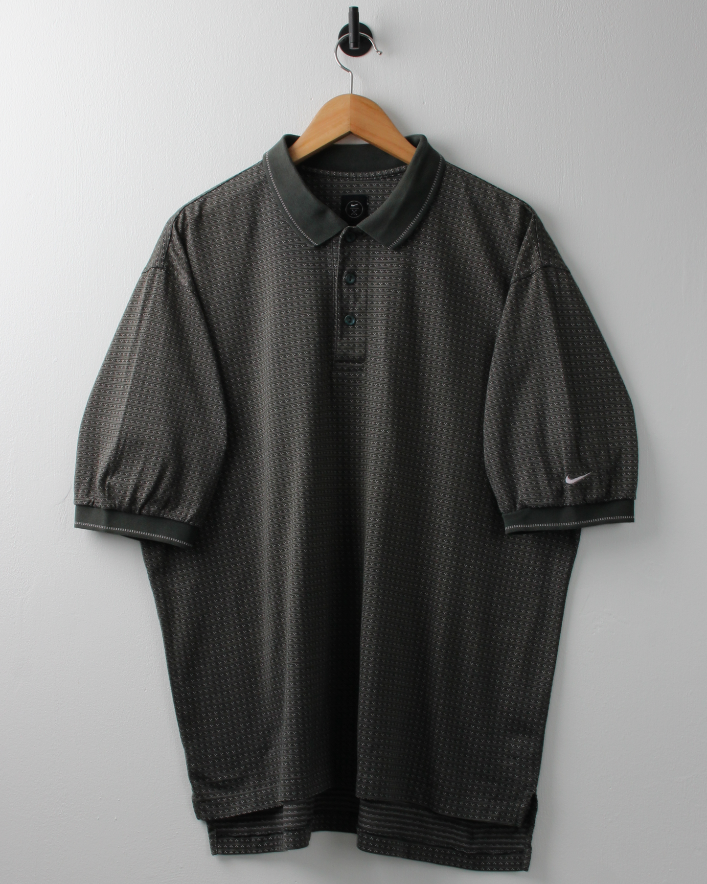 90s Nike Green Micro Pattern Polo (L)