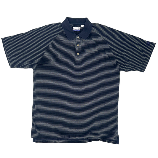 Reebok Navy/White Striped Polo-Shirt (M)