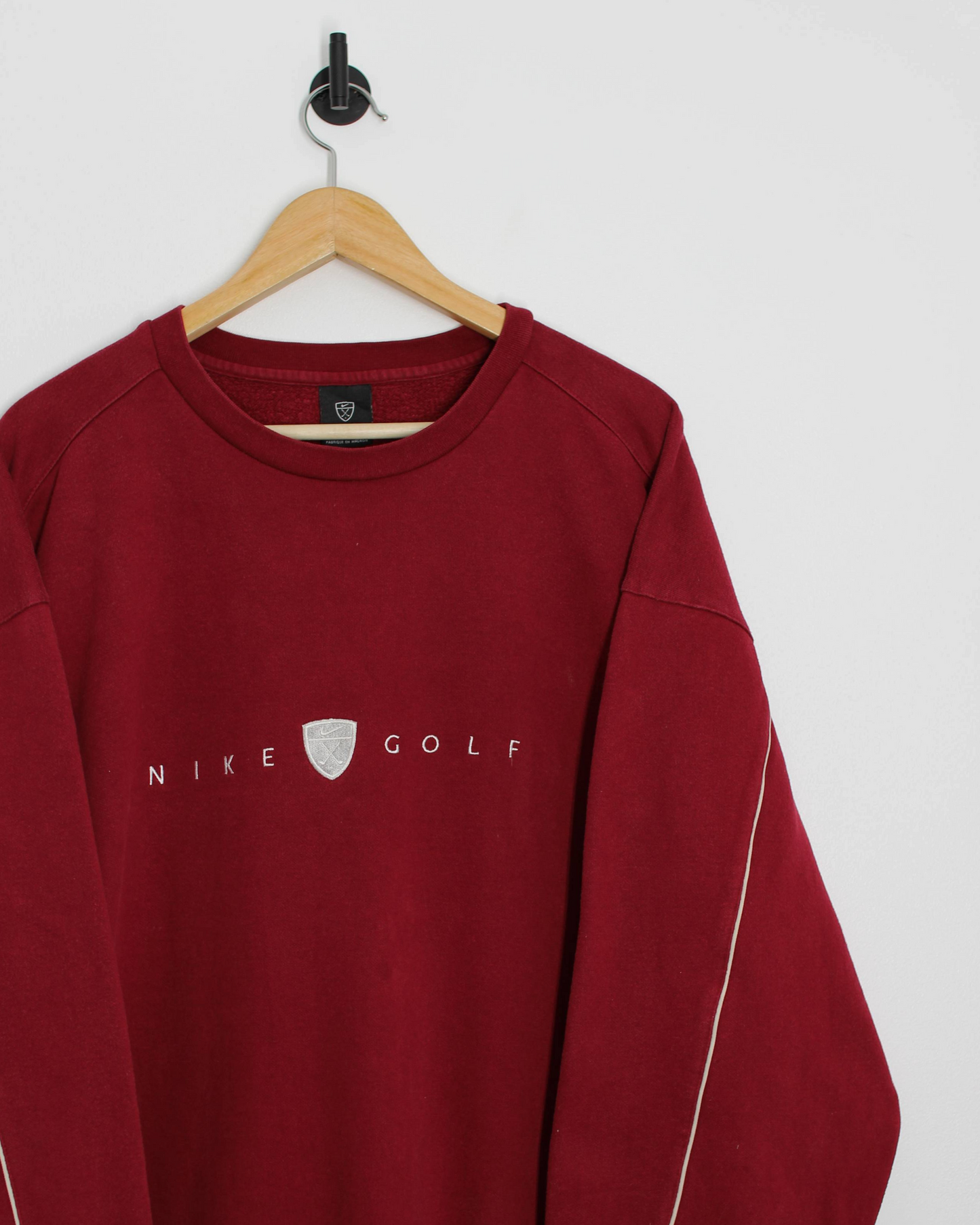 00s Nike Shield Logo Spellout Burgundy Crewneck Sweatshirt (XL)