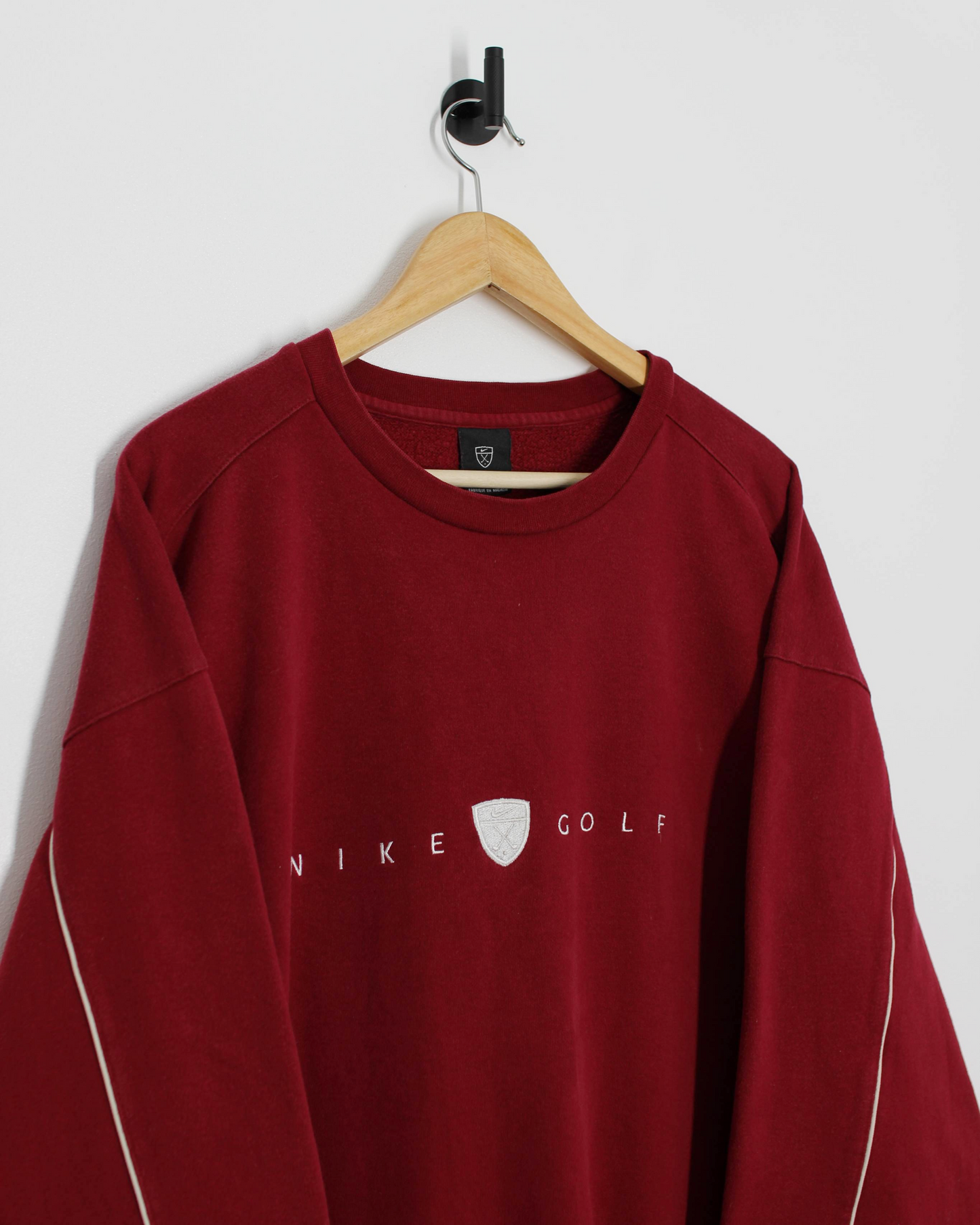 00s Nike Shield Logo Spellout Burgundy Crewneck Sweatshirt (XL)