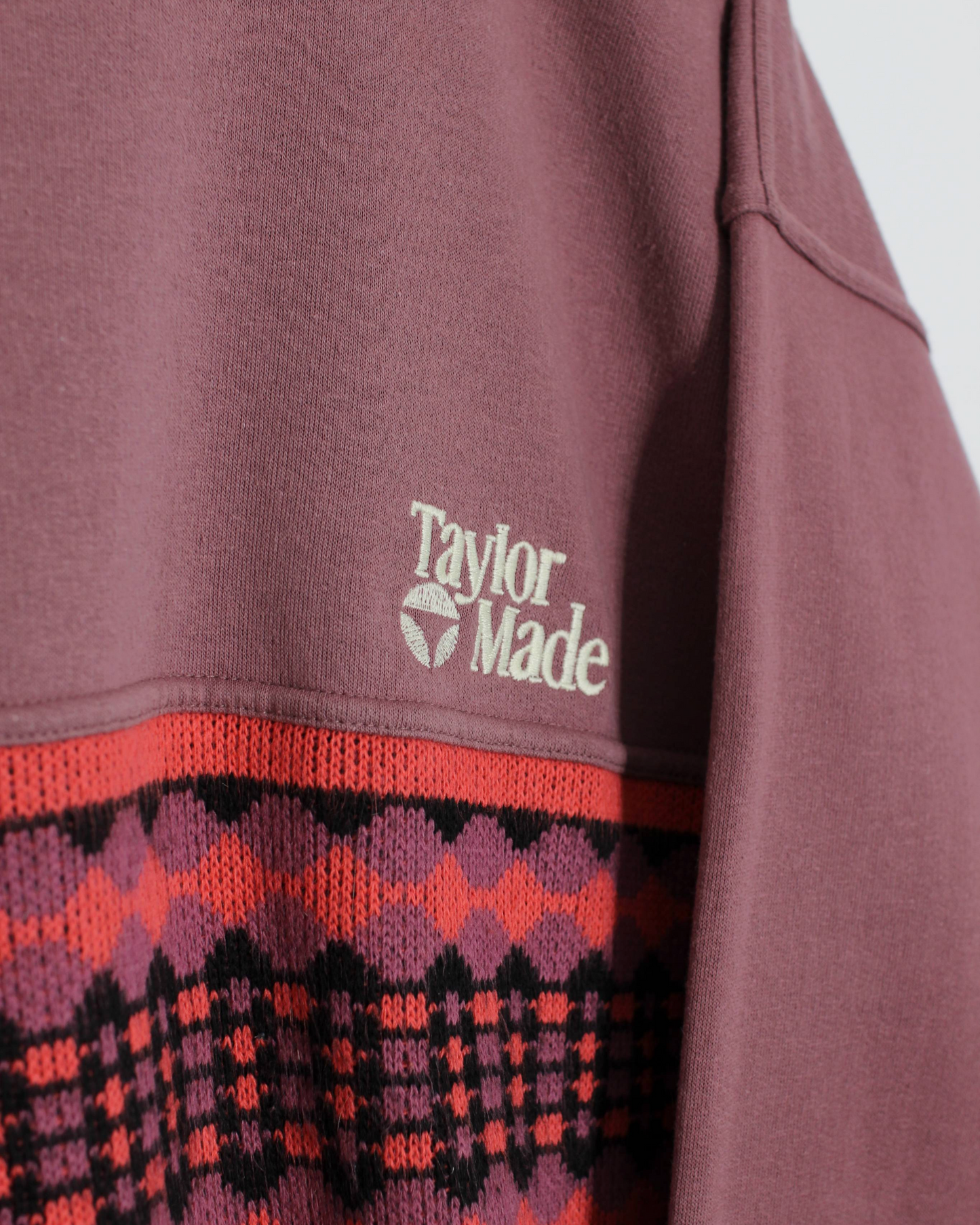 90s TaylorMade Burgundy/Pink Knit Panel Crewneck (L)