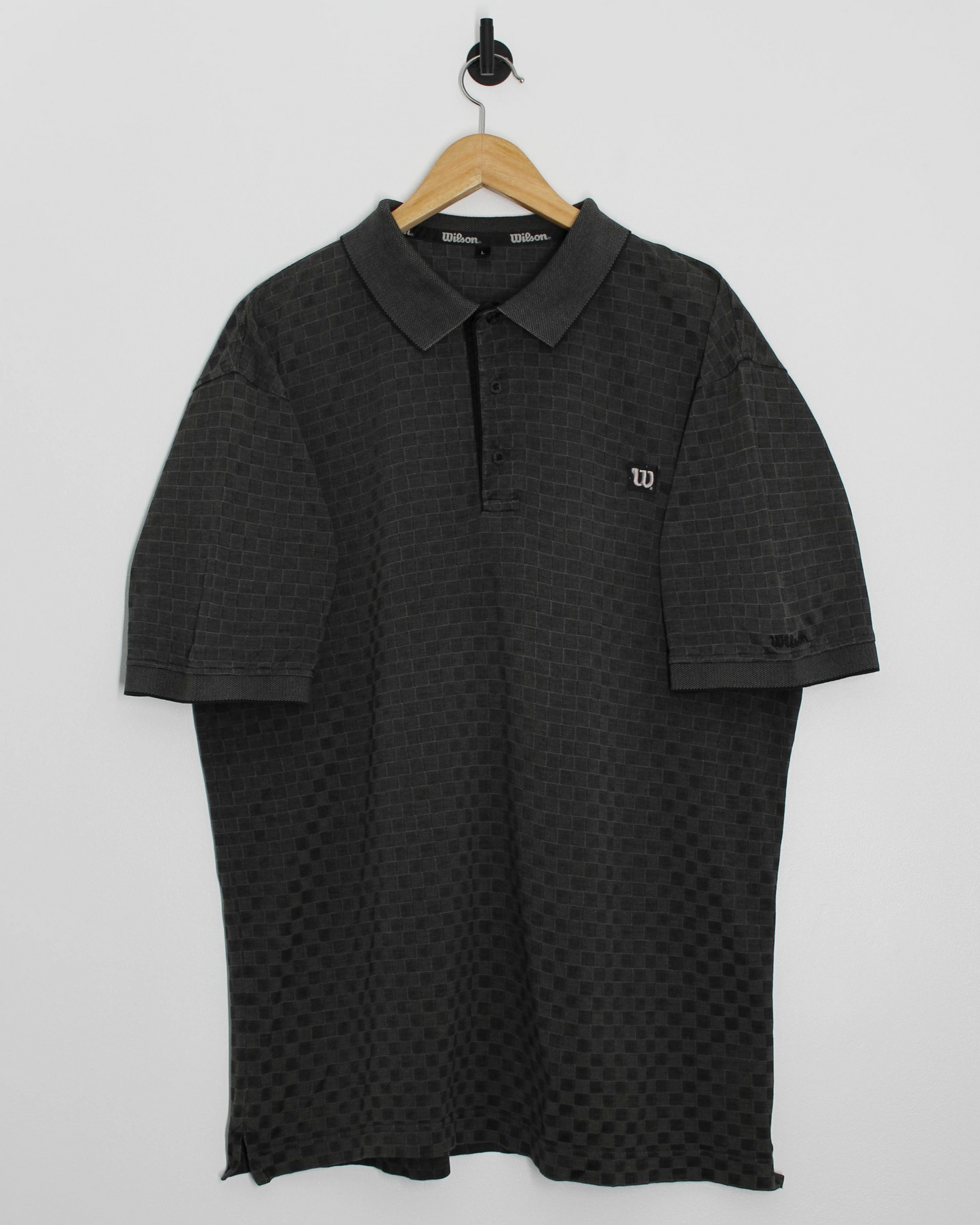 00s Wilson Charcoal Chequered Polo-Shirt (L)