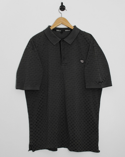00s Wilson Charcoal Chequered Polo-Shirt (L)