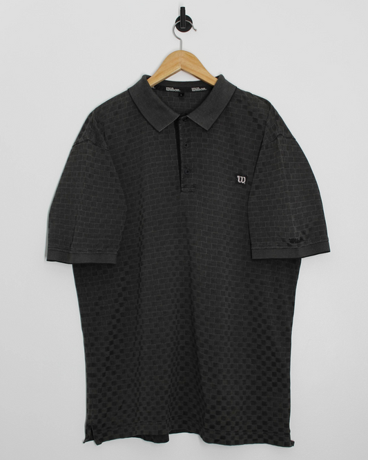 00s Wilson Charcoal Chequered Polo-Shirt (L)