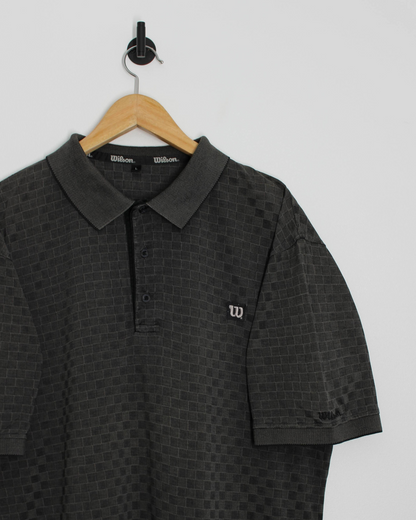 00s Wilson Charcoal Chequered Polo-Shirt (L)