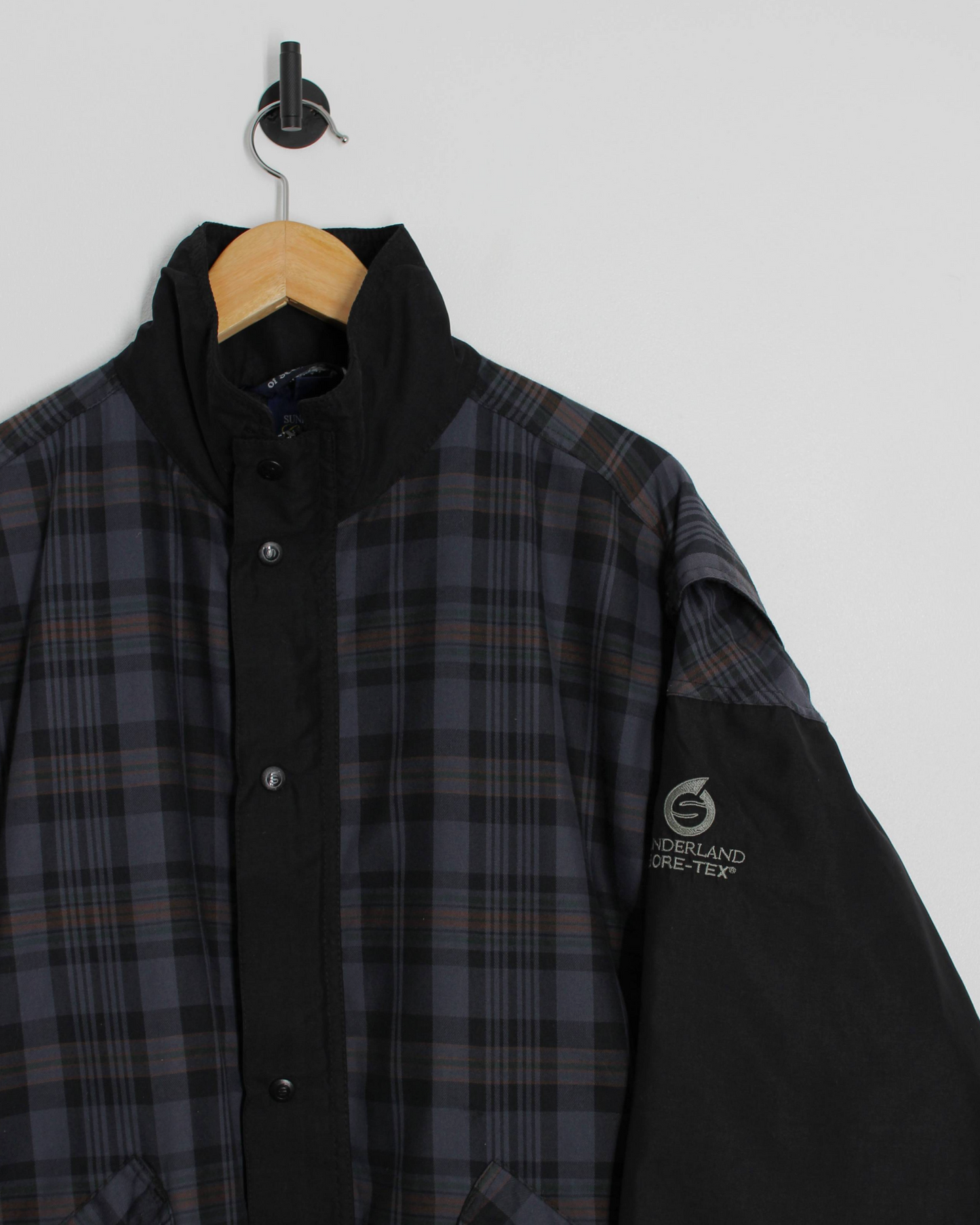 00s Sunderland Of Scotland Grey/Black Plaid Tartan Full Zip Jacket (XL)