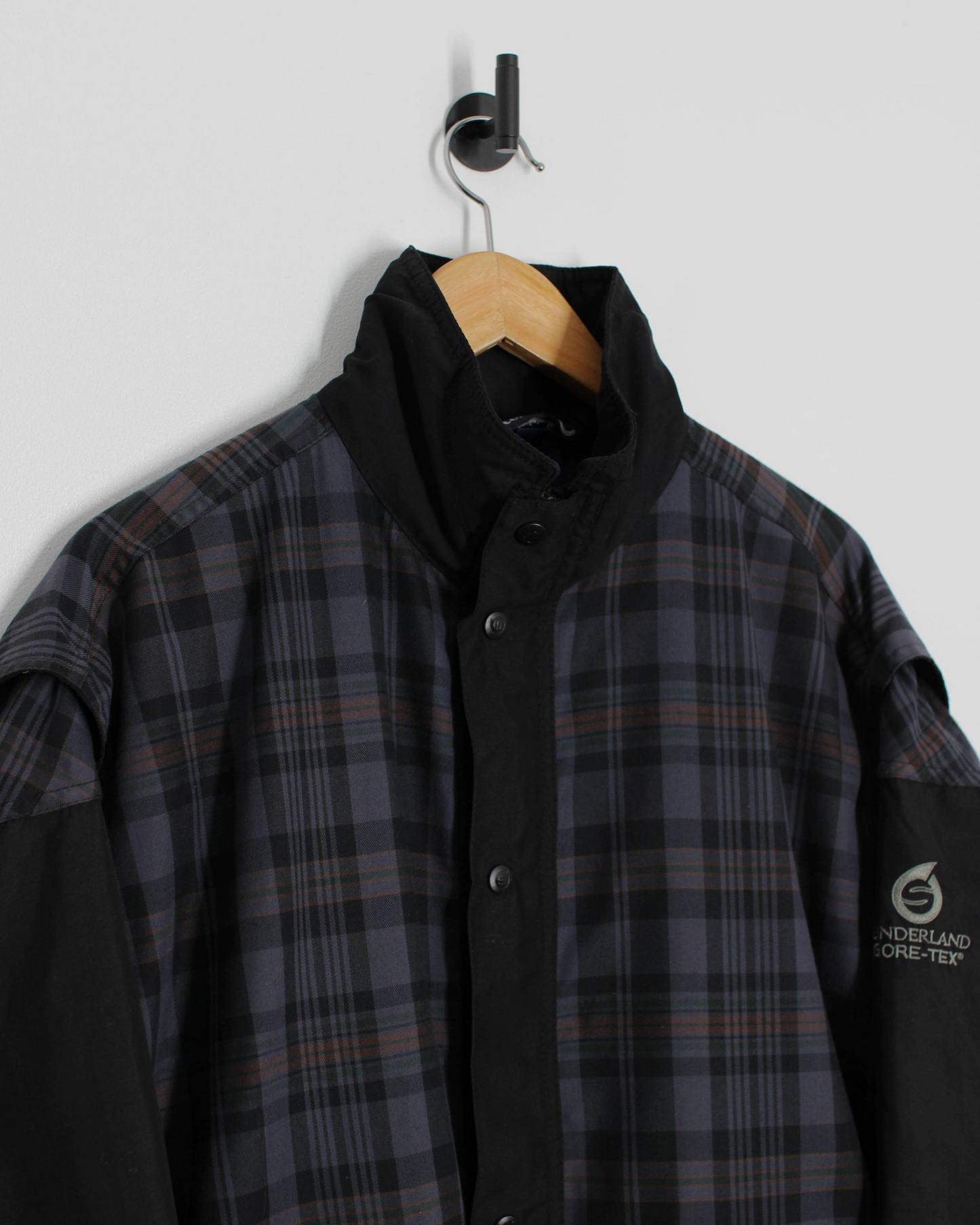 00s Sunderland Of Scotland Grey/Black Plaid Tartan Full Zip Jacket (XL)