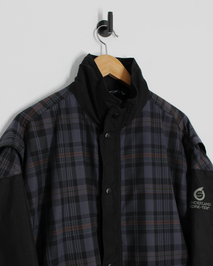 00s Sunderland Of Scotland Grey/Black Plaid Tartan Full Zip Jacket (XL)