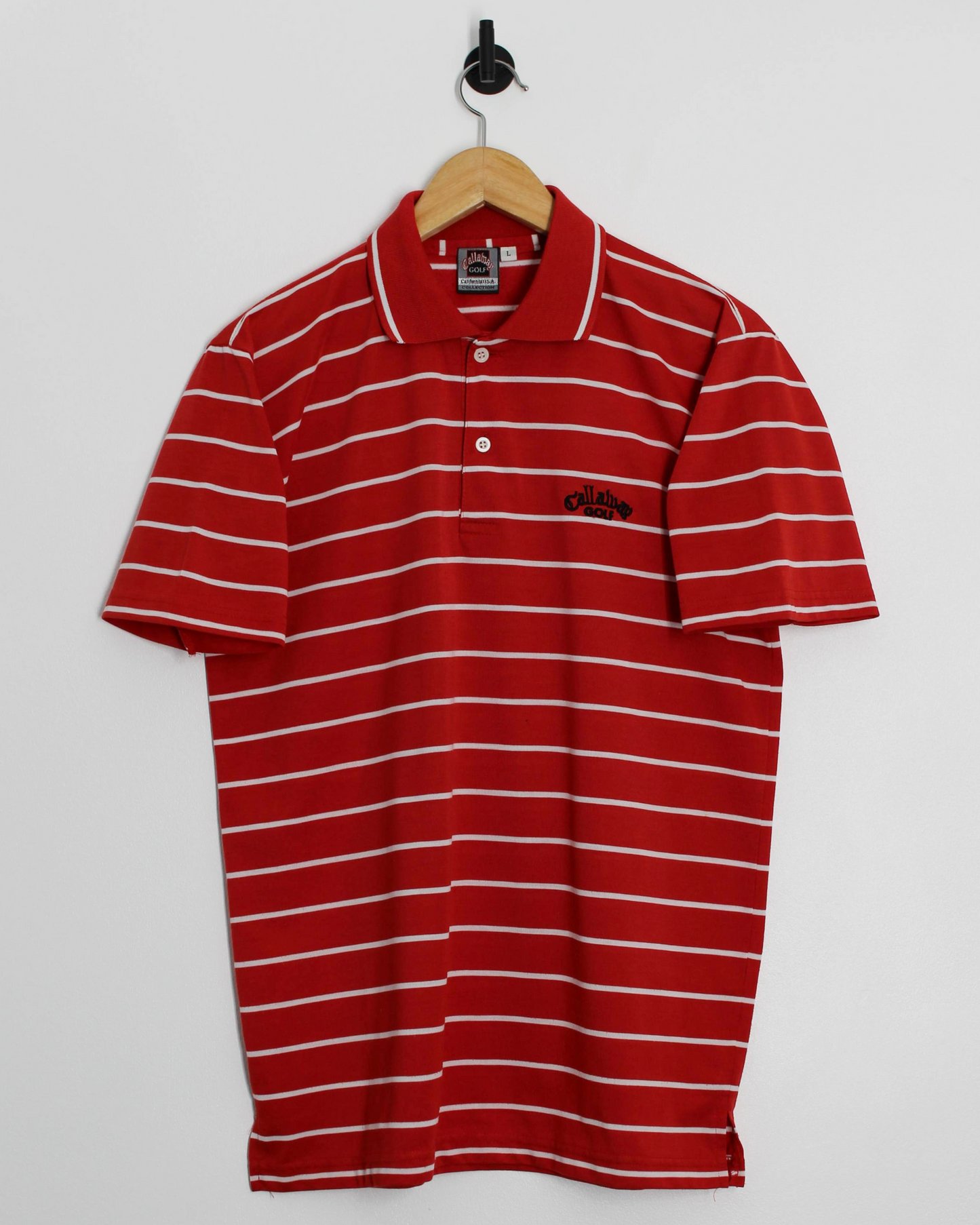 90s Callaway USA Collection Red/White Striped Polo-Shirt (S)