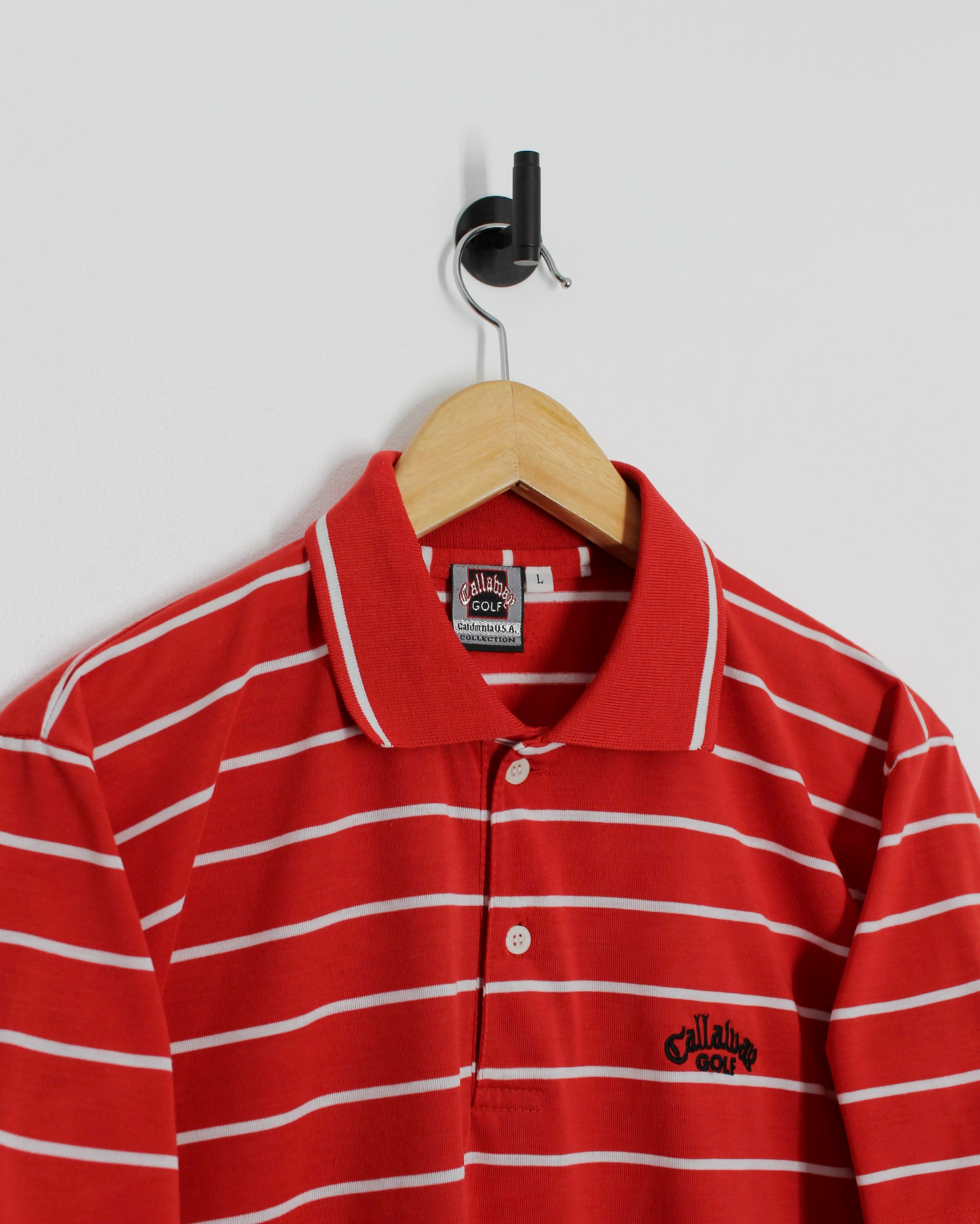 90s Callaway USA Collection Red/White Striped Polo-Shirt (S)
