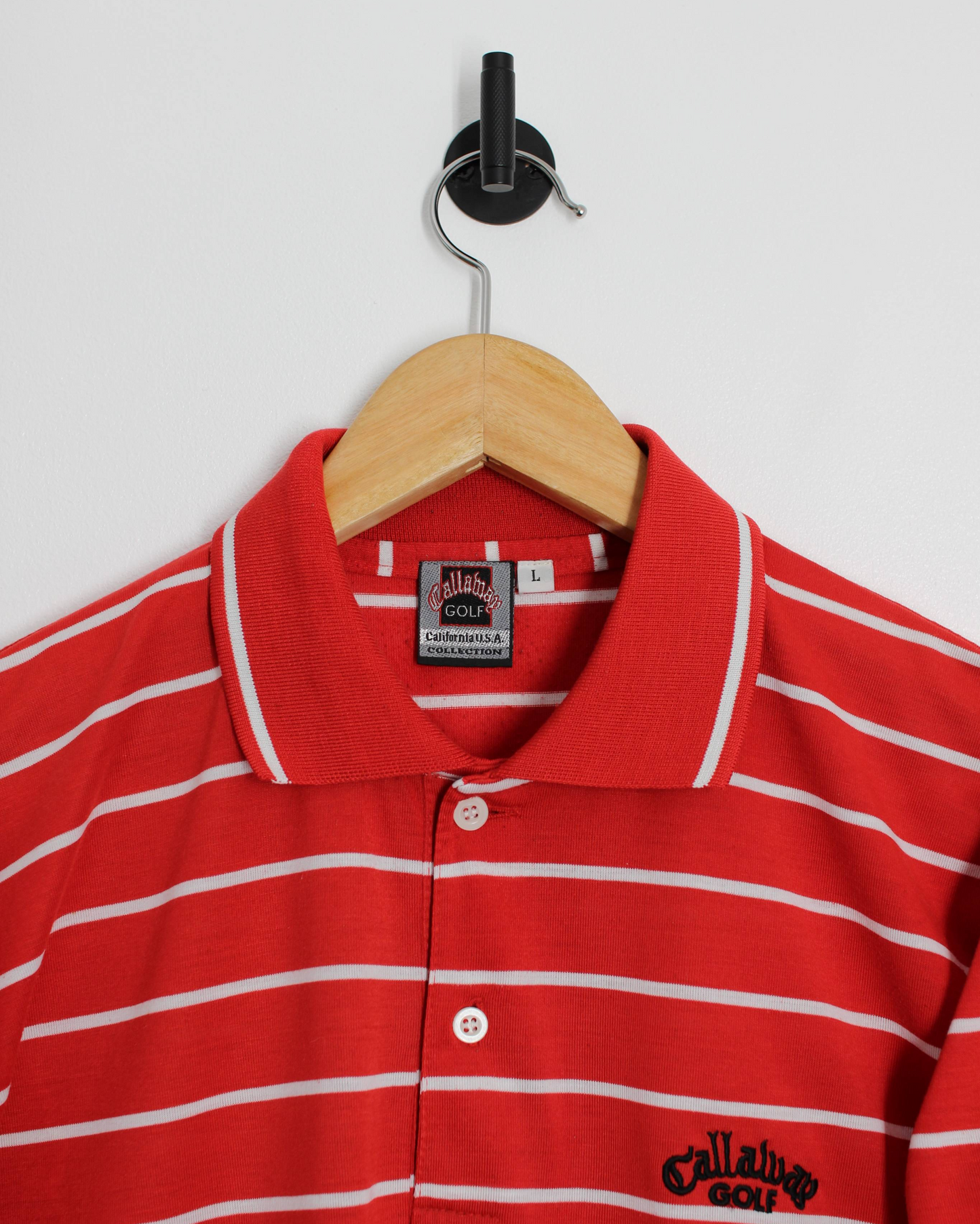 90s Callaway USA Collection Red/White Striped Polo-Shirt (S)