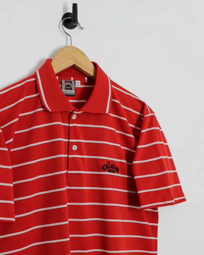90s Callaway USA Collection Red/White Striped Polo-Shirt (S)