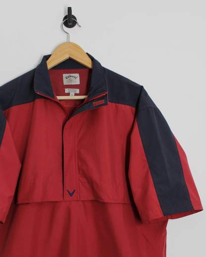 00s Callaway Burgundy/Navy Short Sleeve Windbreaker (M)
