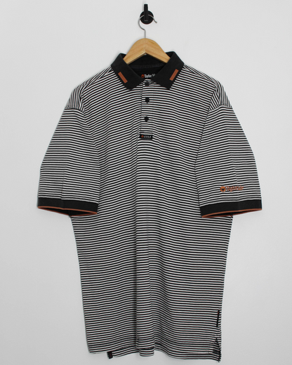 90s TaylorMade Black/White Striped Polo-Shirt (L)