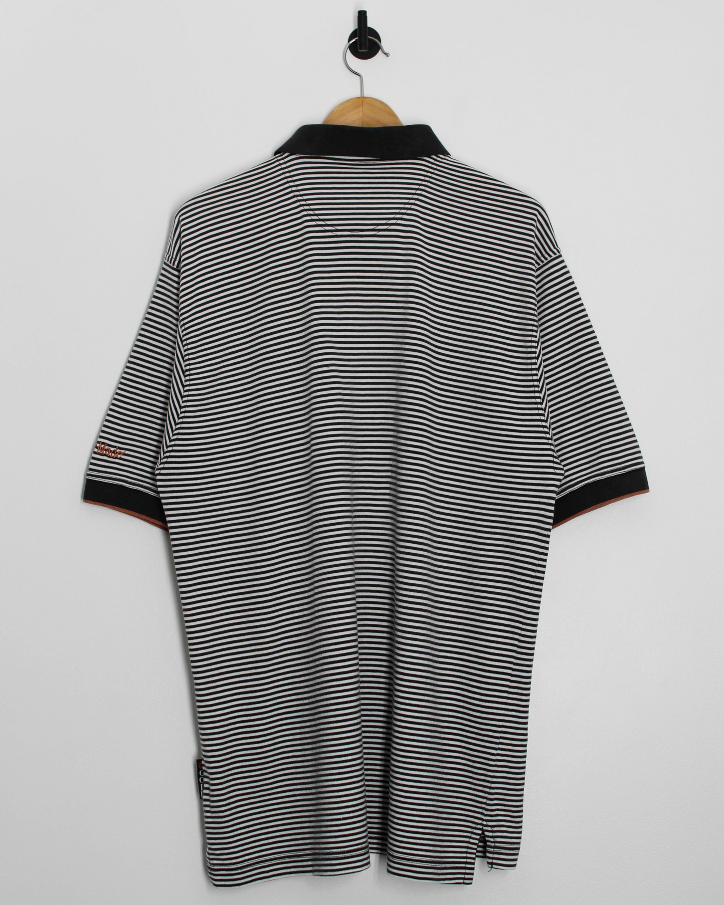 90s TaylorMade Black/White Striped Polo-Shirt (L)