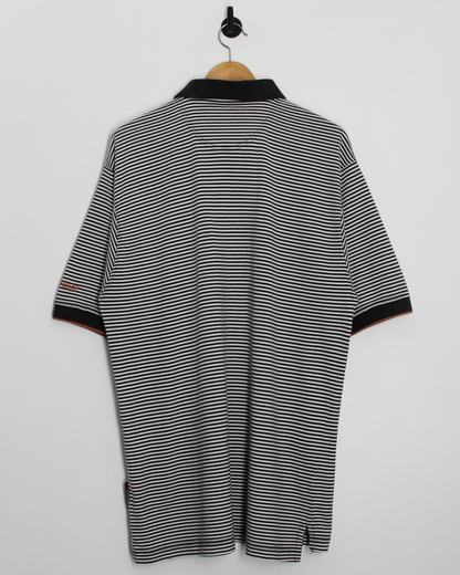 90s TaylorMade Black/White Striped Polo-Shirt (L)