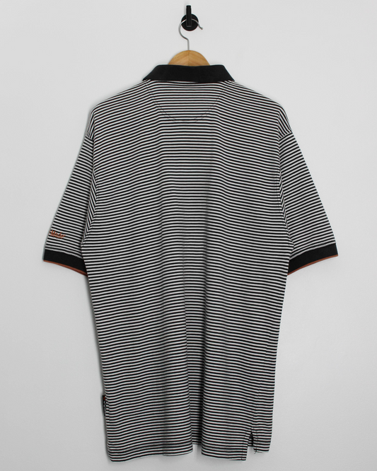 90s TaylorMade Black/White Striped Polo-Shirt (L)