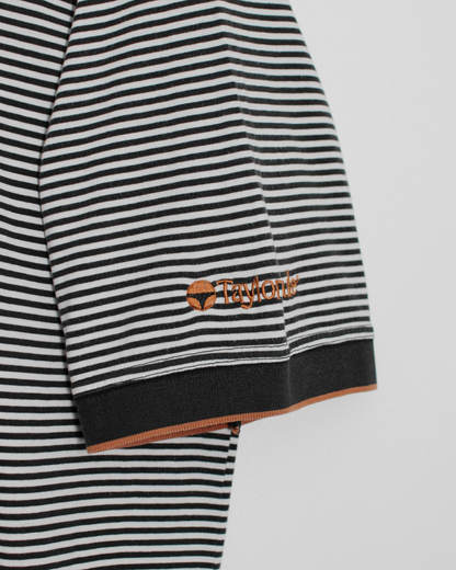 90s TaylorMade Black/White Striped Polo-Shirt (L)