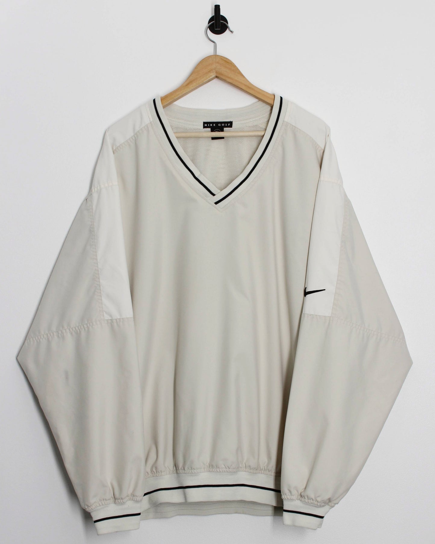 90s Nike Cream/White V-Neck Windbreaker (XL)