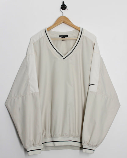 90s Nike Cream/White V-Neck Windbreaker (XL)