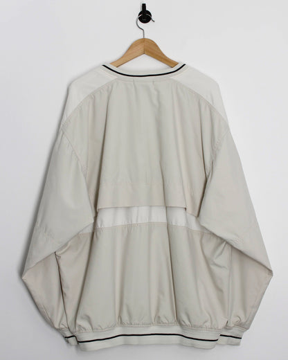 90s Nike Cream/White V-Neck Windbreaker (XL)
